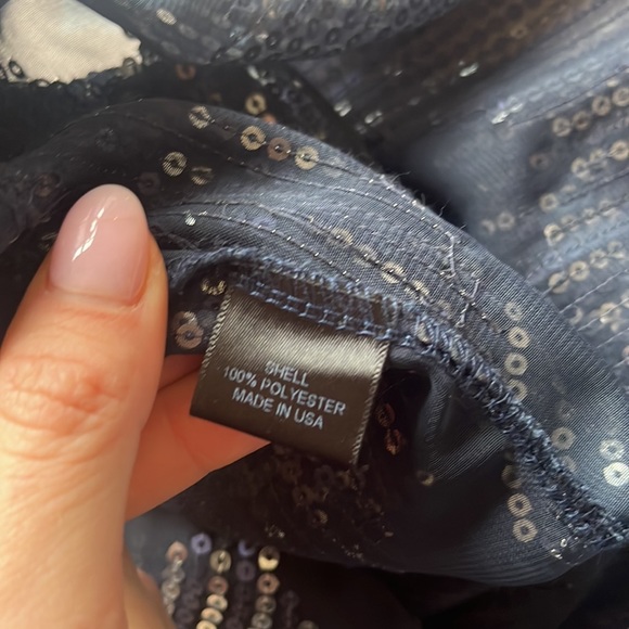 WAYF Sheer Sequin Navy Blue Wrap Top size medium - Picture 11 of 12